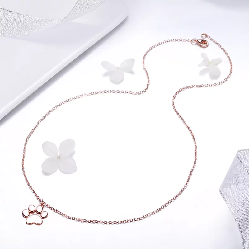 (afbeelding voor) Pandora Style Rose Schattige poot Chain Ketting - SCN275-3 - Bekijken 5
