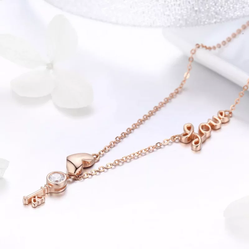 (afbeelding voor) Pandora Style Rose Sleutel van Hart Chain Ketting - SCN292 - Bekijken 2