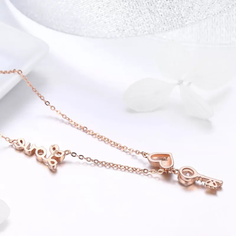 (afbeelding voor) Pandora Style Rose Sleutel van Hart Chain Ketting - SCN292 - Bekijken 3
