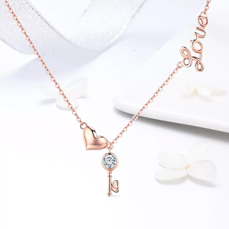 (afbeelding voor) Pandora Style Rose Sleutel van Hart Chain Ketting - SCN292 - Bekijken 6