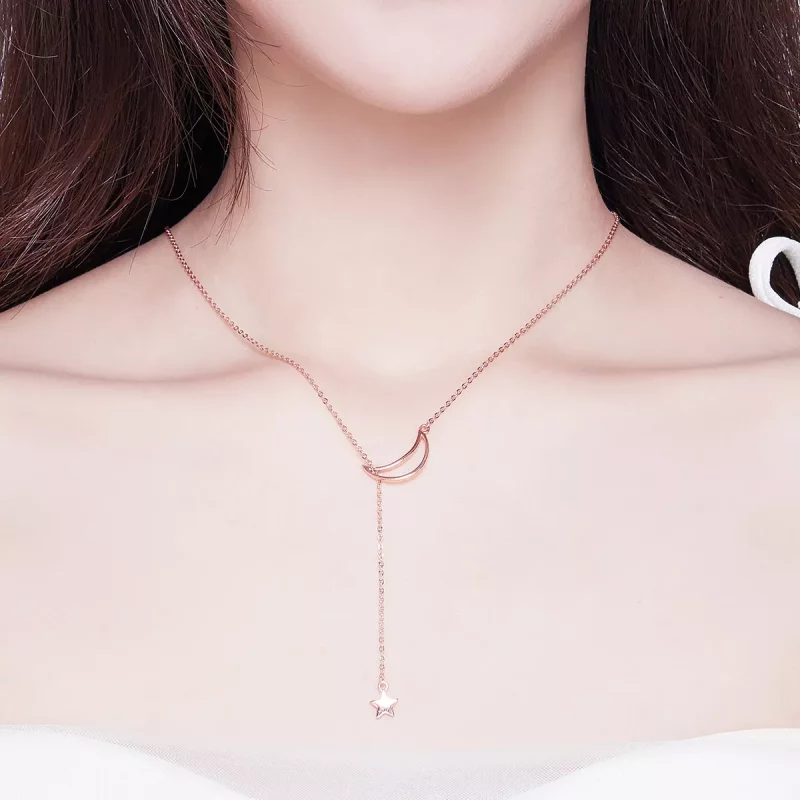 (afbeelding voor) Pandora Style Rose Sterren Maan Chain Ketting - SCN108-C - Bekijken 4