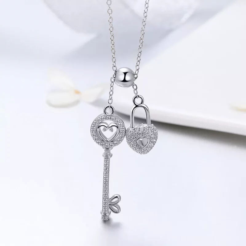 (afbeelding voor) Pandora Style Sleutel van hartslot Chain Ketting - SCN290 - Bekijken 2