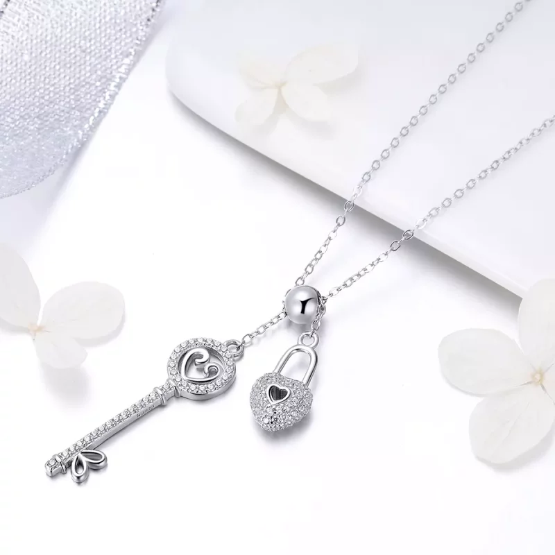 (afbeelding voor) Pandora Style Sleutel van hartslot Chain Ketting - SCN290 - Bekijken 3