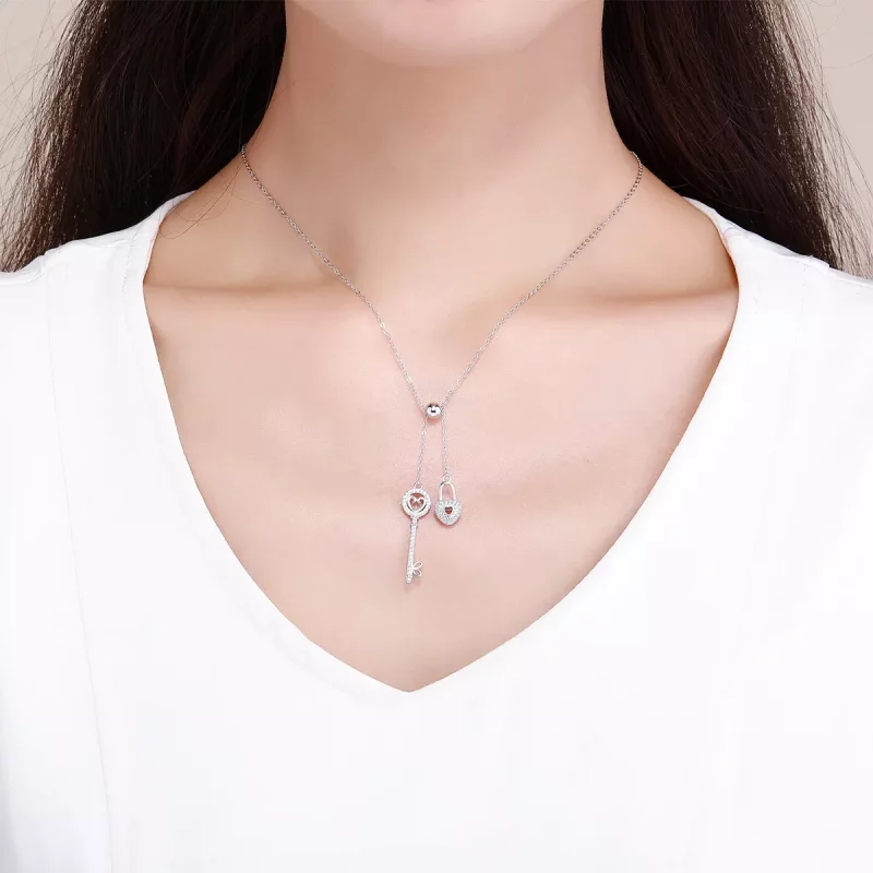 (afbeelding voor) Pandora Style Sleutel van hartslot Chain Ketting - SCN290 - Bekijken 6