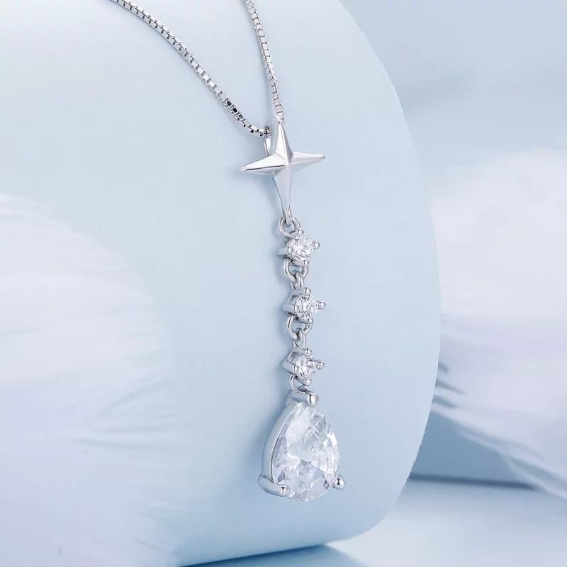 (afbeelding voor) Pandora Style Starburst Waterdruppel Ketting - BSN259 - Bekijken 2