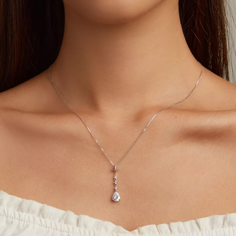 (afbeelding voor) Pandora Style Starburst Waterdruppel Ketting - BSN259 - Bekijken 6