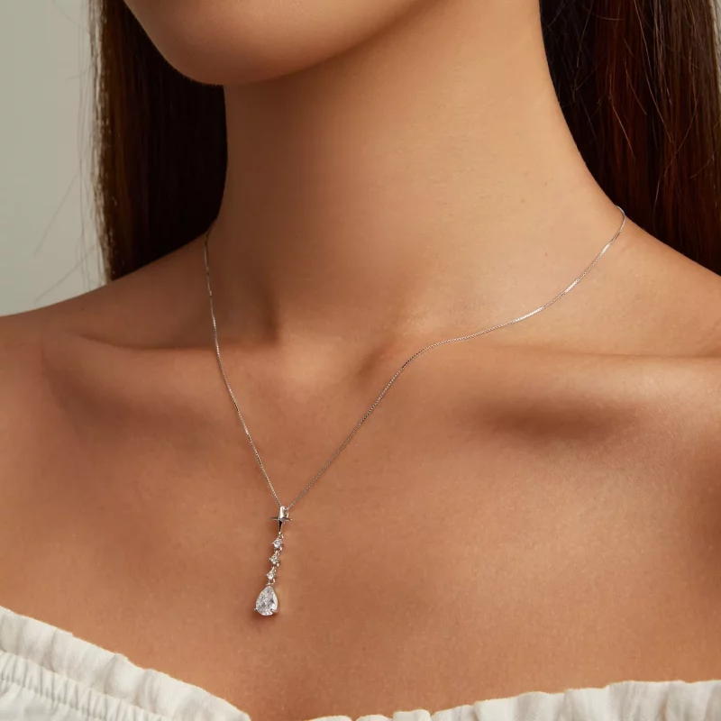 (afbeelding voor) Pandora Style Starburst Waterdruppel Ketting - BSN259 - Bekijken 7