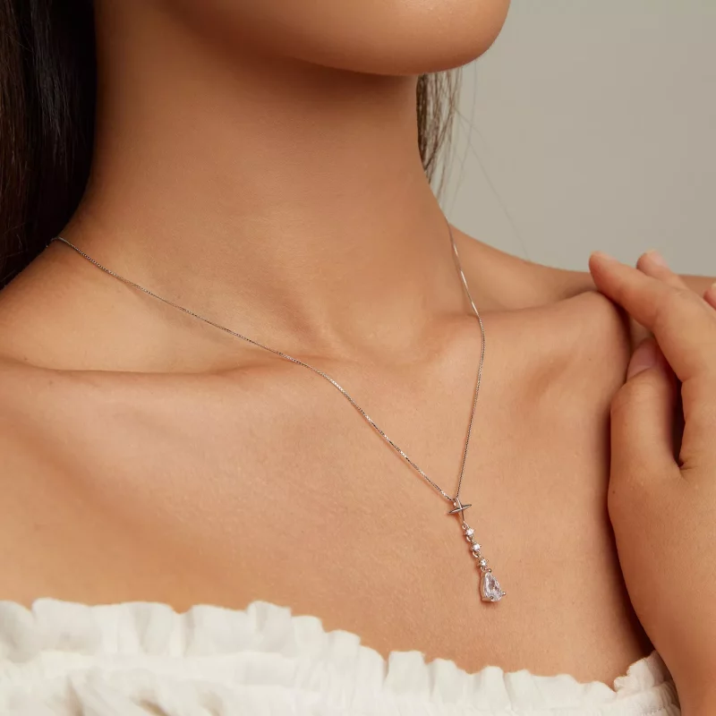 (afbeelding voor) Pandora Style Starburst Waterdruppel Ketting - BSN259 - Bekijken 8