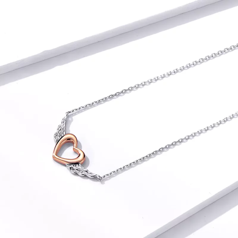 (afbeelding voor) Pandora Style Two-tone Hart Vleugel Chain Ketting - BSN162 - Bekijken 2