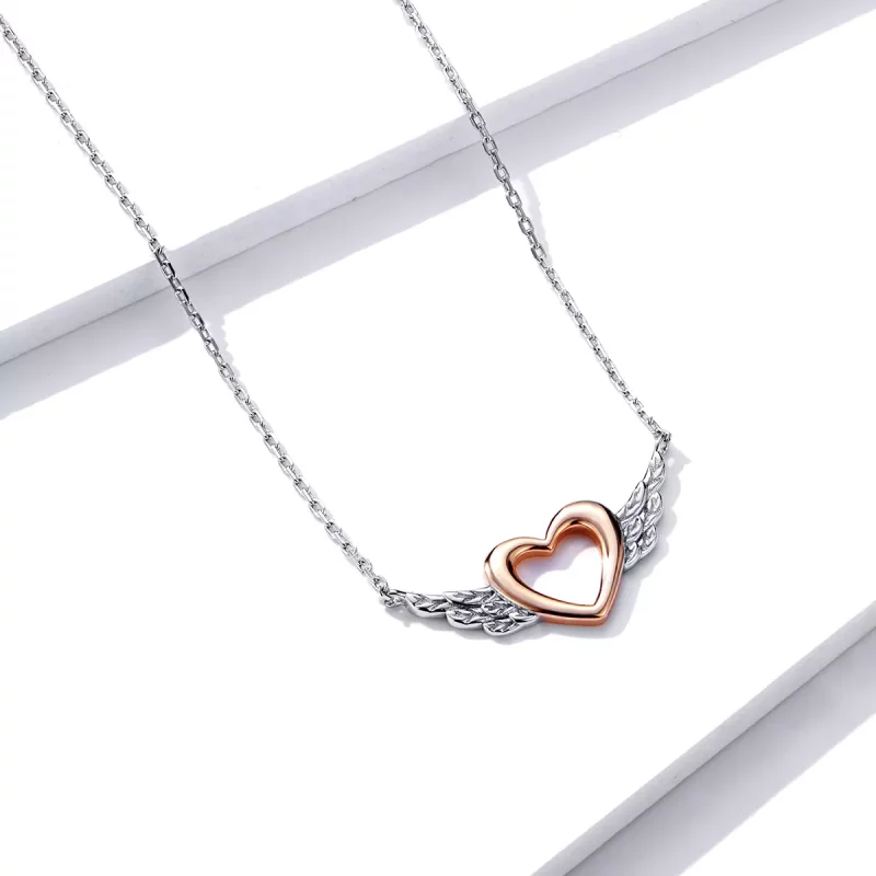 (afbeelding voor) Pandora Style Two-tone Hart Vleugel Chain Ketting - BSN162 - Bekijken 3