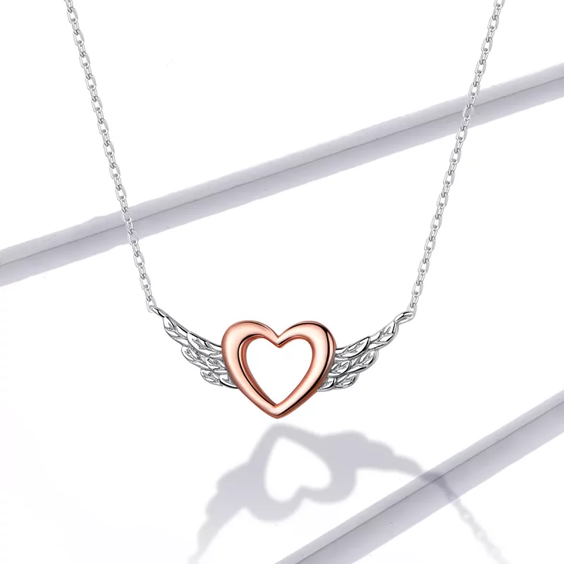 (afbeelding voor) Pandora Style Two-tone Hart Vleugel Chain Ketting - BSN162 - Bekijken 5