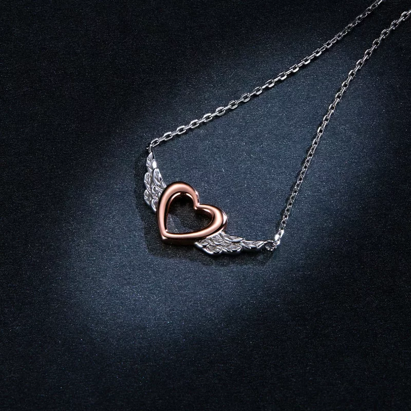 (afbeelding voor) Pandora Style Two-tone Hart Vleugel Chain Ketting - BSN162 - Bekijken 6