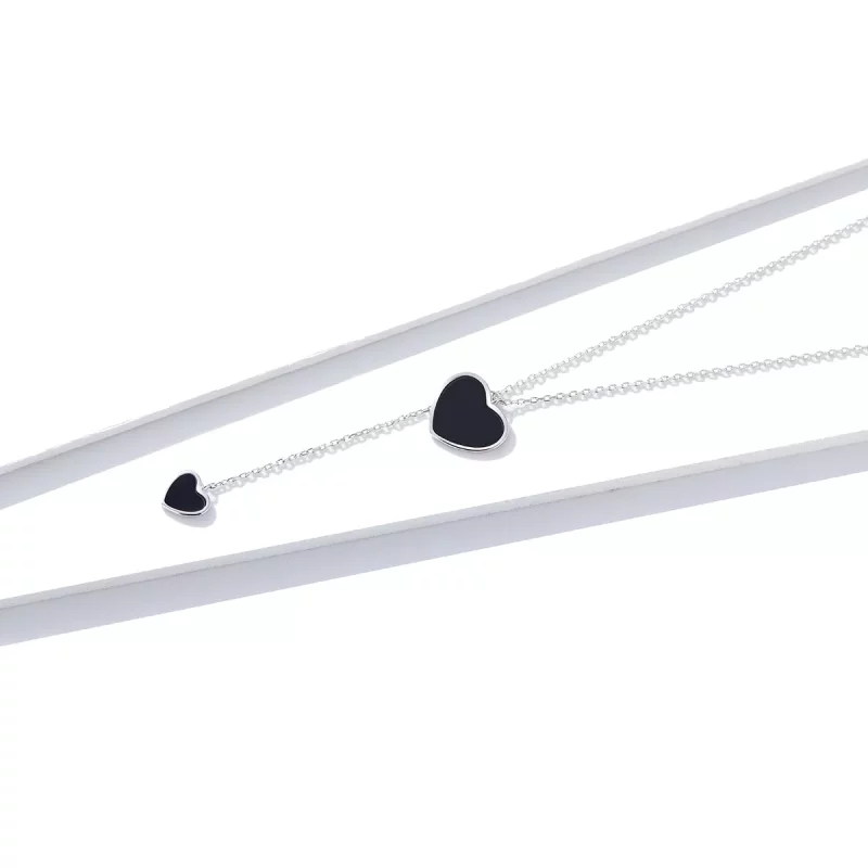 (afbeelding voor) Pandora Style Zwart Hart Ketting - BSN095 - Bekijken 3
