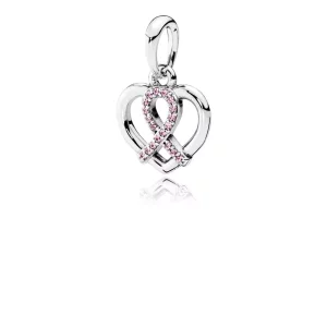 (afbeelding voor) PANDORA Bca Ribbon And Heart Silver Pendant With Pink Cubic Zirconia - 390390PCZ