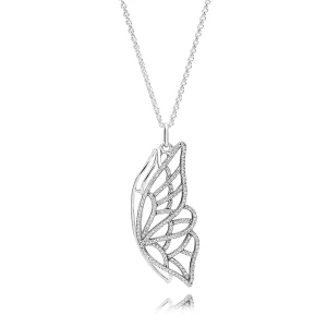 (afbeelding voor) PANDORA Butterfly Silver Pendant With Cubic Zirconia And Necklace - 390367CZ-90