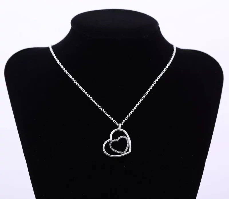 (afbeelding voor) PANDORA Hearts Silver Pendant With Cubic Zirconia And Necklace - 390364CZ-90 - Bekijken 2