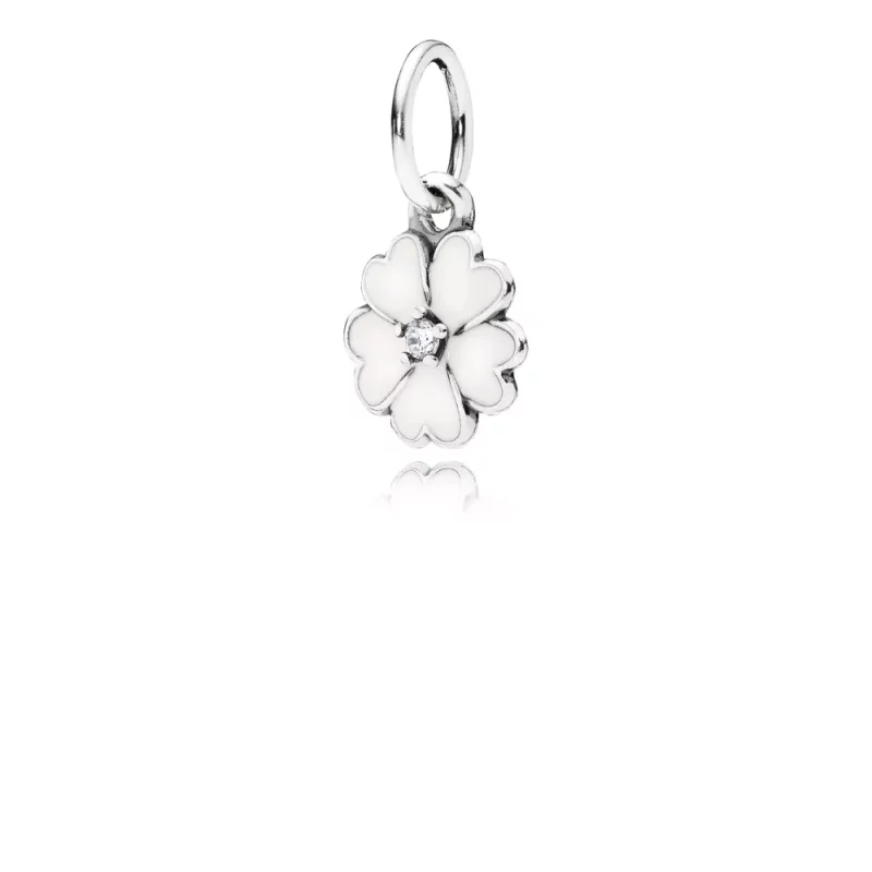 (afbeelding voor) PANDORA Primrose Silver Pendant With Cubic Zirconia And White Enamel - 390365En12