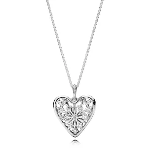 (afbeelding voor) Pandora Zilveren Hart Van De Winter Ketting 396369CZ-80