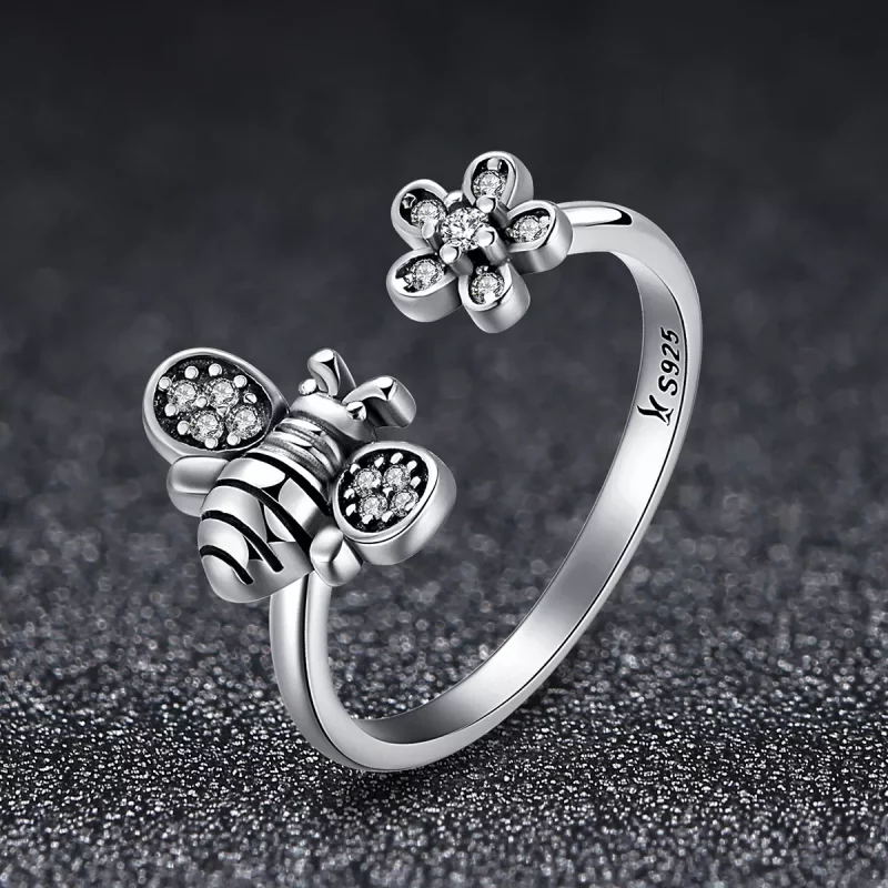 (afbeelding voor) Pandora Style Bij en bloem Open Ring - SCR086 - Bekijken 4