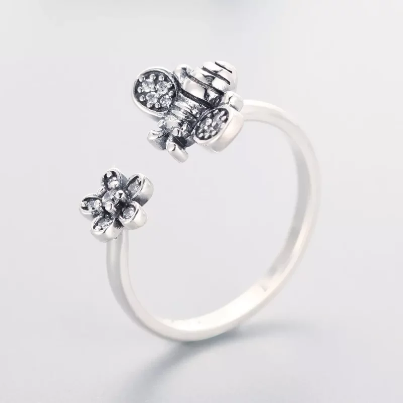 (afbeelding voor) Pandora Style Bij en bloem Open Ring - SCR086 - Bekijken 5