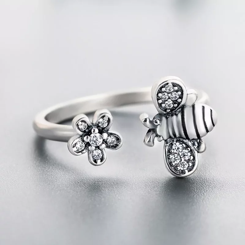 (afbeelding voor) Pandora Style Bij en bloem Open Ring - SCR086 - Bekijken 6