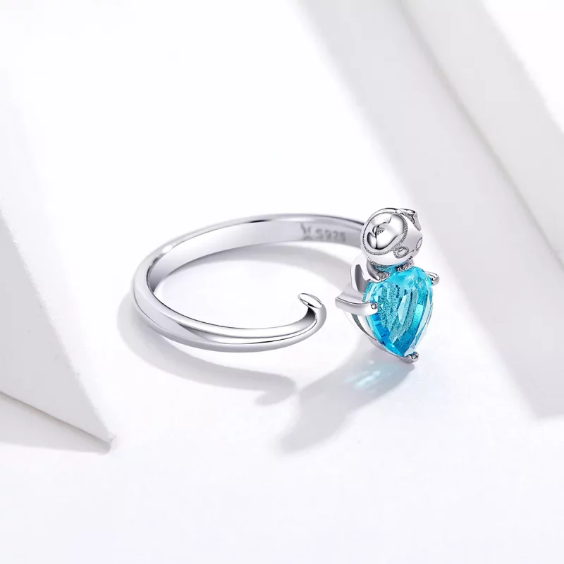 (afbeelding voor) Pandora Style Blauwe Kitty Open Ring - SCR533 - Bekijken 2