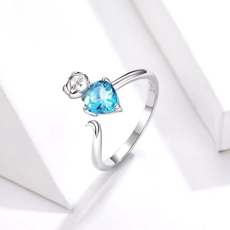 (afbeelding voor) Pandora Style Blauwe Kitty Open Ring - SCR533 - Bekijken 4