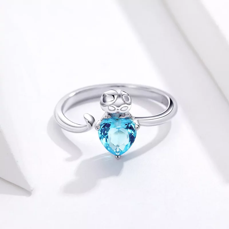(afbeelding voor) Pandora Style Blauwe Kitty Open Ring - SCR533 - Bekijken 5