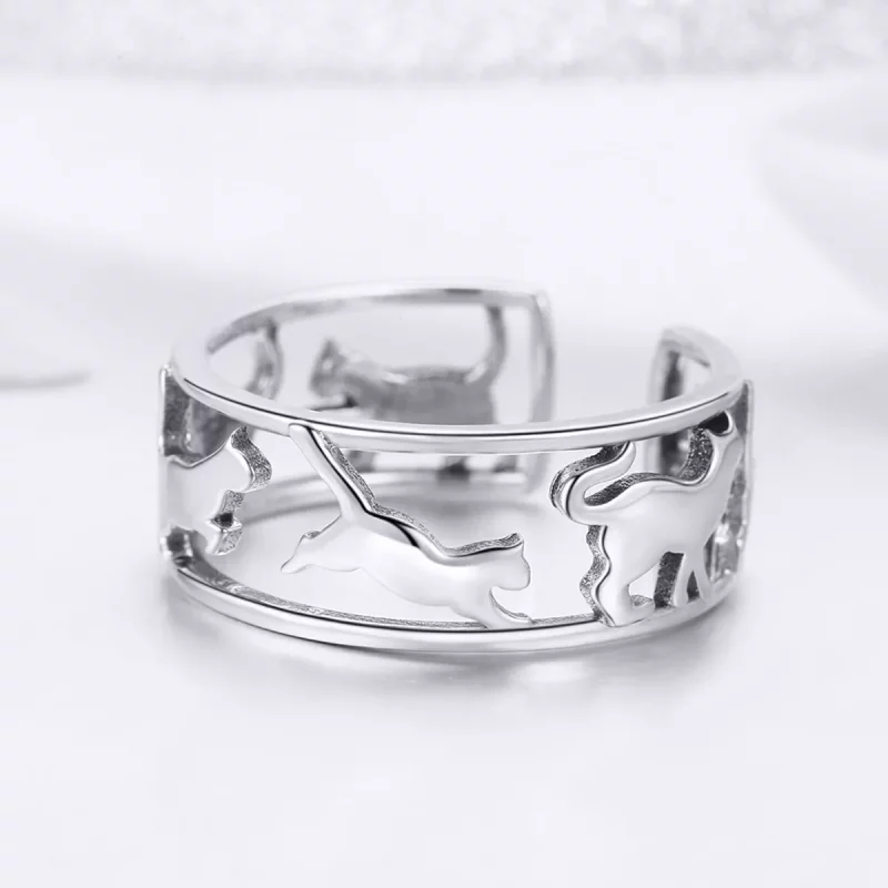 (afbeelding voor) Pandora Style Blije katten Open Ring - SCR473 - Bekijken 3