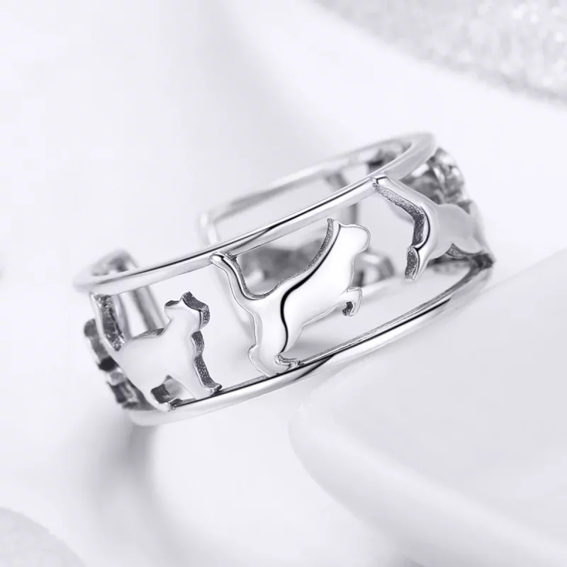 (afbeelding voor) Pandora Style Blije katten Open Ring - SCR473 - Bekijken 4