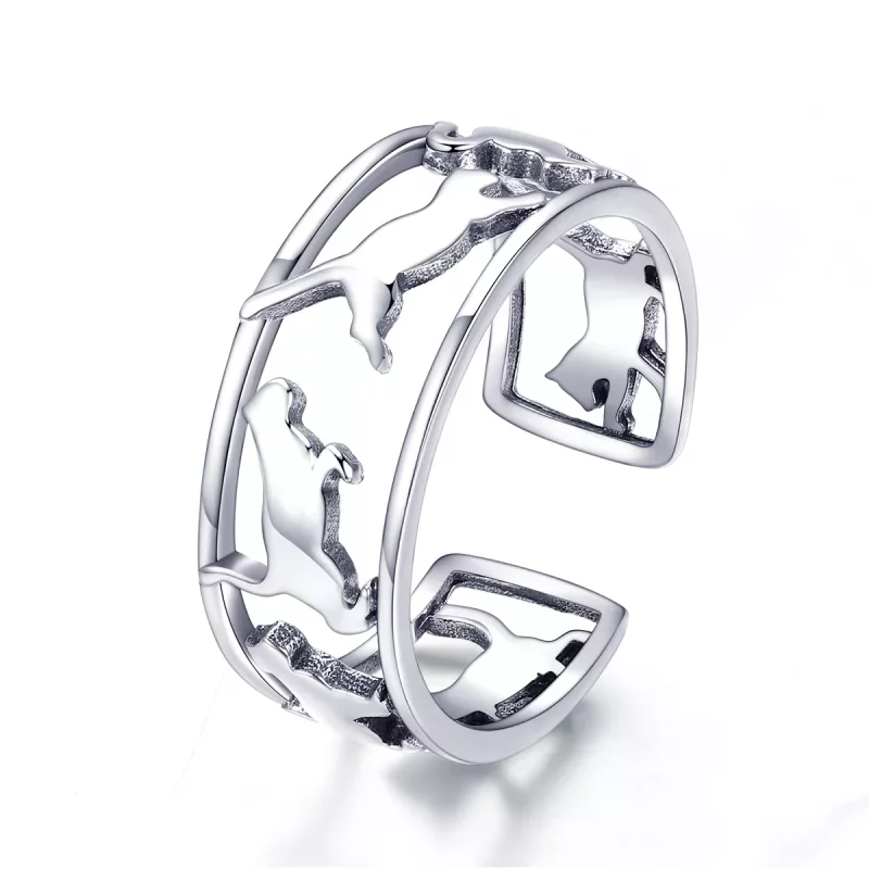 (afbeelding voor) Pandora Style Blije katten Open Ring - SCR473