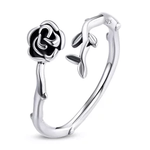 Pandora Style Doornige Roos Open Ring - BSR196 (afbeelding voor) Pandora Style Doornige Roos Open Ring - BSR196