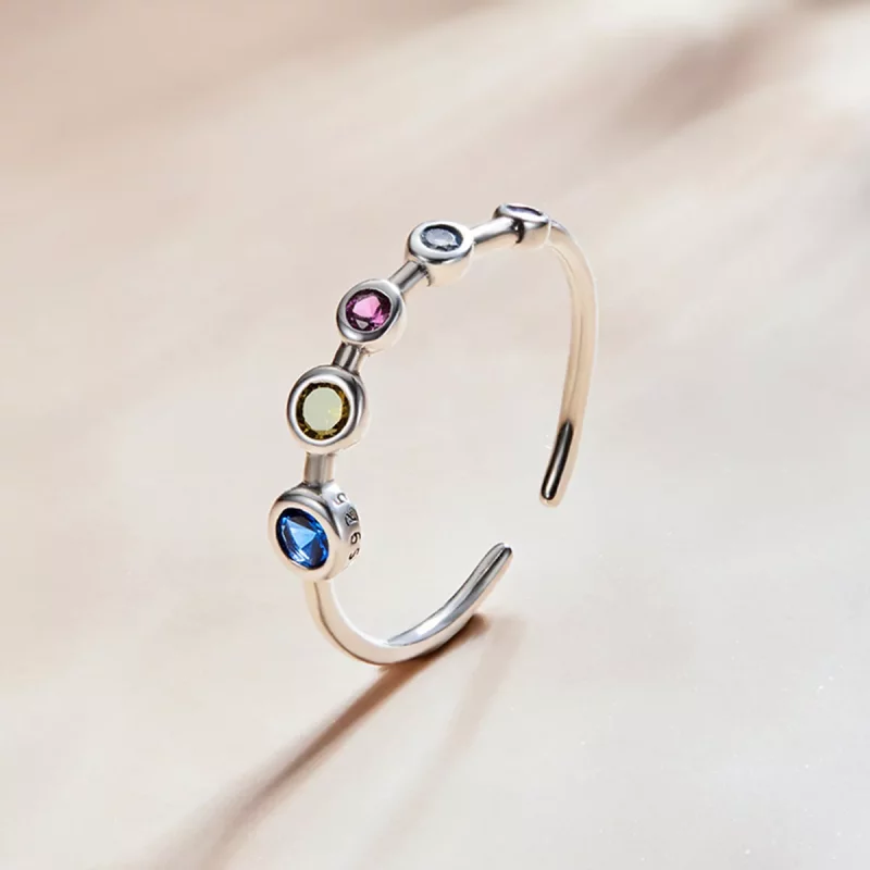 (afbeelding voor) Pandora Style Eenvoudig rond zirkonium Open Ring - SCR749 - Bekijken 2
