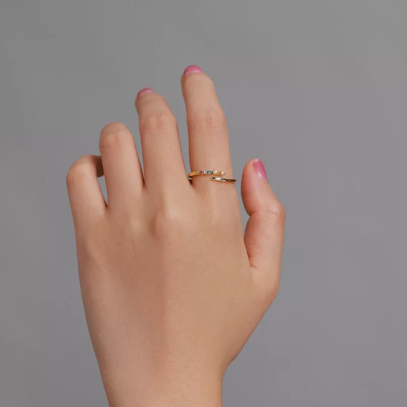 (afbeelding voor) Pandora Style Eenvoudige Cubic Zirconia Open Ring - SCR748 - Bekijken 5