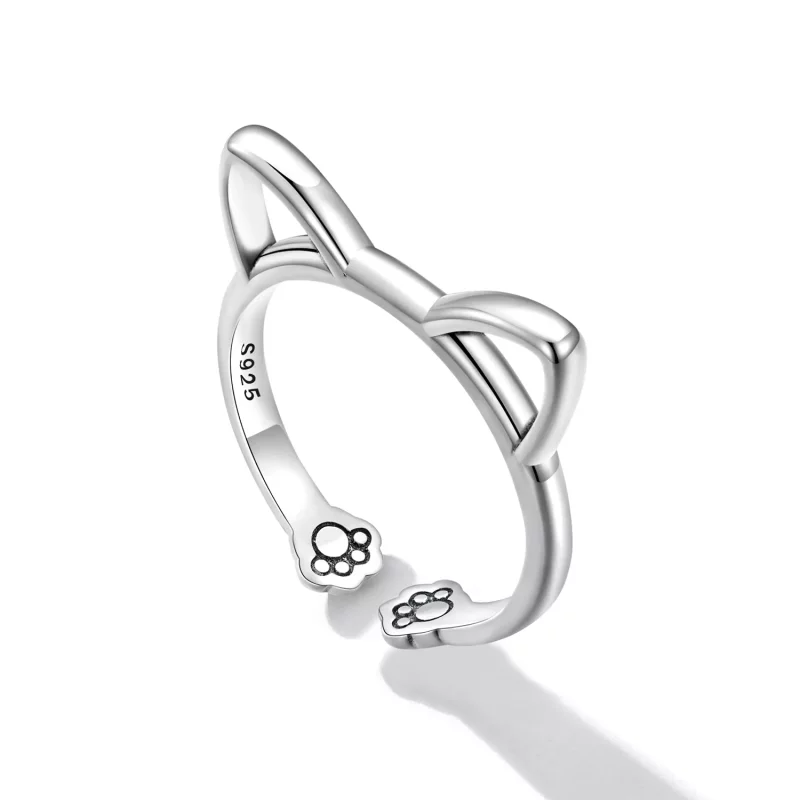 (afbeelding voor) Pandora Style Eenvoudige Kat Open Ring - SCR832 - Bekijken 5