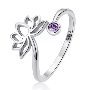 Pandora Style Eenvoudige Lotus Open Ring - SCR821 (afbeelding voor) Pandora Style Eenvoudige Lotus Open Ring - SCR821