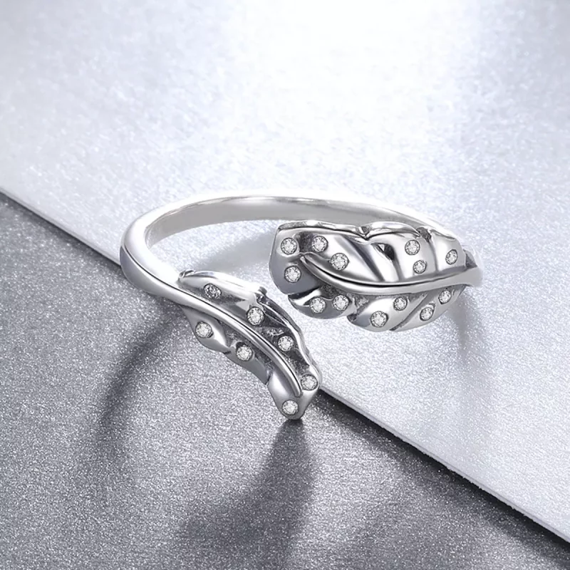 (afbeelding voor) Pandora Style Elegant gebladerte Open Ring - VSR155 - Bekijken 4