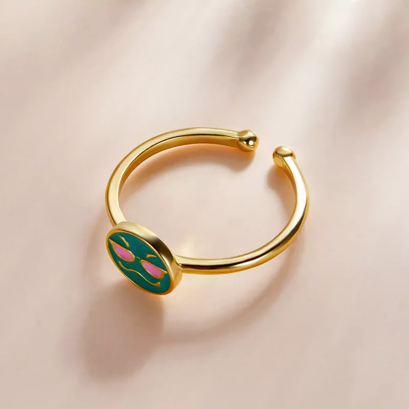 (afbeelding voor) Pandora Style Emoji - Cool Open Ring - SCR737-A - Bekijken 2