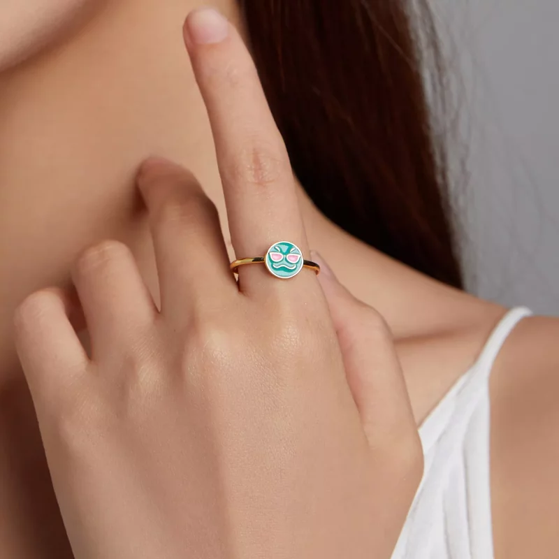 (afbeelding voor) Pandora Style Emoji - Cool Open Ring - SCR737-A - Bekijken 5