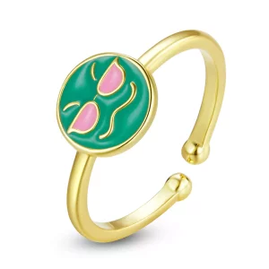 Pandora Style Emoji - Cool Open Ring - SCR737-A (afbeelding voor) Pandora Style Emoji - Cool Open Ring - SCR737-A
