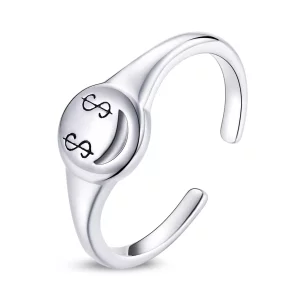 Pandora Style Emoji - Zie het geld met open ogen Open Ring - SCR738 (afbeelding voor) Pandora Style Emoji - Zie het geld met open ogen Open Ring - SCR738