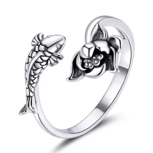 Pandora Style Gegolfde Koi Open Ring - BSR201 (afbeelding voor) Pandora Style Gegolfde Koi Open Ring - BSR201