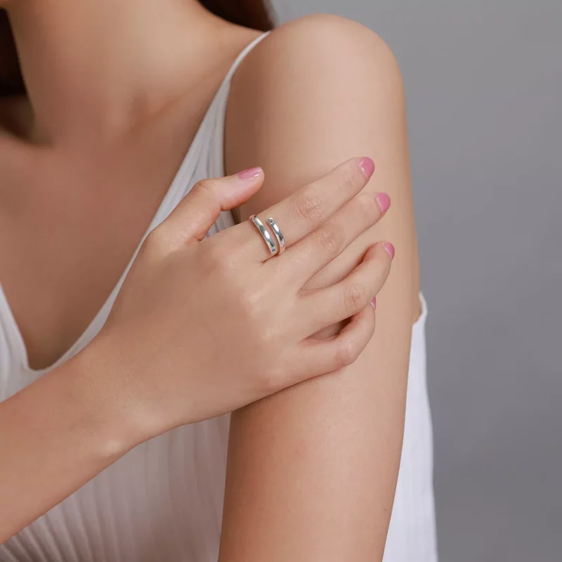 (afbeelding voor) Pandora Style Gegraveerde Dubbel Open Ring - SCR747 - Bekijken 6