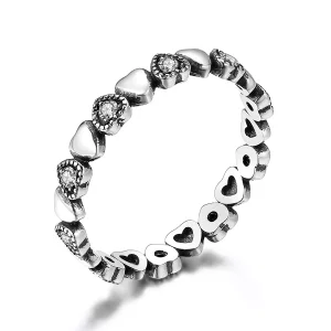 (afbeelding voor) Pandora Style Gekruiste harten Ring - SCR140-WH