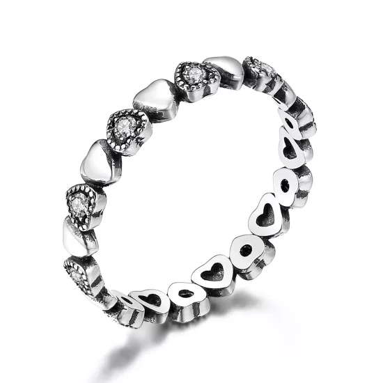 (afbeelding voor) Pandora Style Gekruiste harten Ring - SCR140-WH