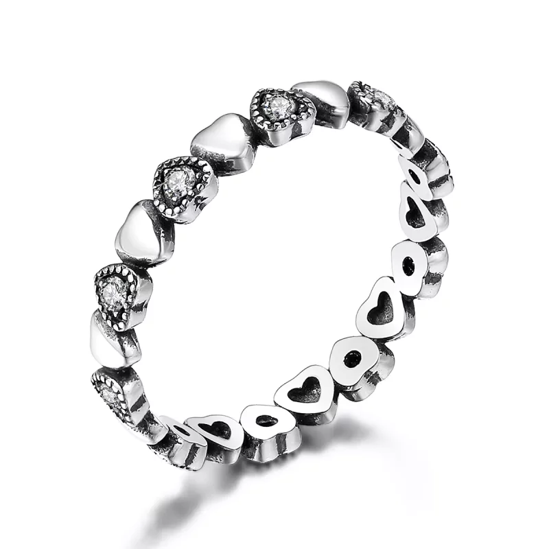 (afbeelding voor) Pandora Style Gekruiste harten Ring - SCR140-WH