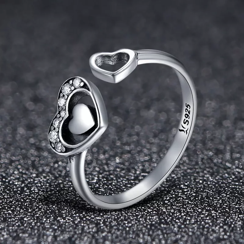 (afbeelding voor) Pandora Style Gelijktijdig hart Open Ring - SCR168 - Bekijken 3