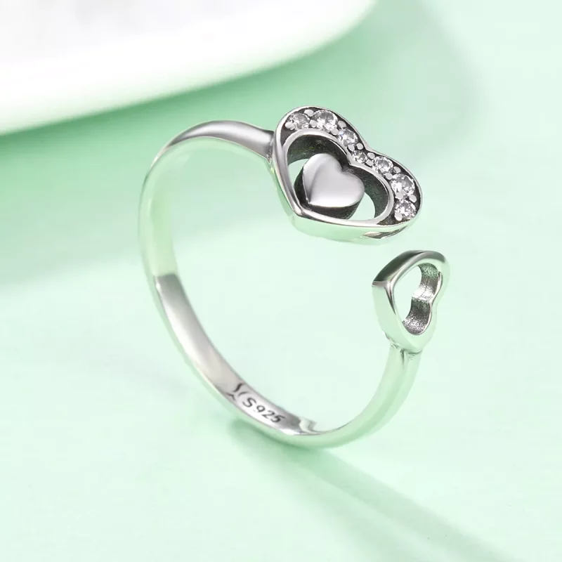 (afbeelding voor) Pandora Style Gelijktijdig hart Open Ring - SCR168 - Bekijken 4