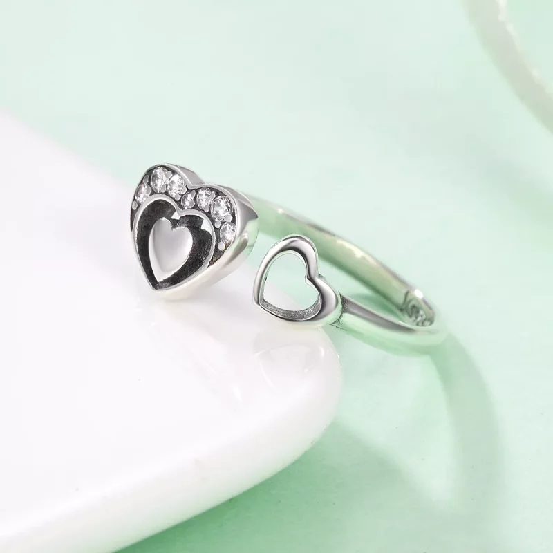 (afbeelding voor) Pandora Style Gelijktijdig hart Open Ring - SCR168 - Bekijken 5