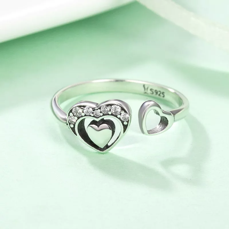 (afbeelding voor) Pandora Style Gelijktijdig hart Open Ring - SCR168 - Bekijken 6